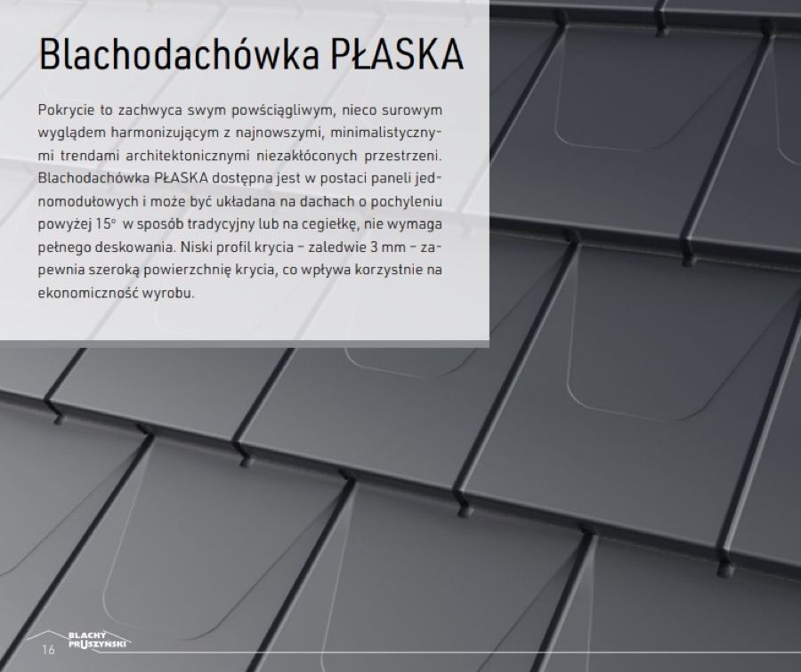 Blachodachówka PŁASKA - opis produktu Blachy Pruszyński